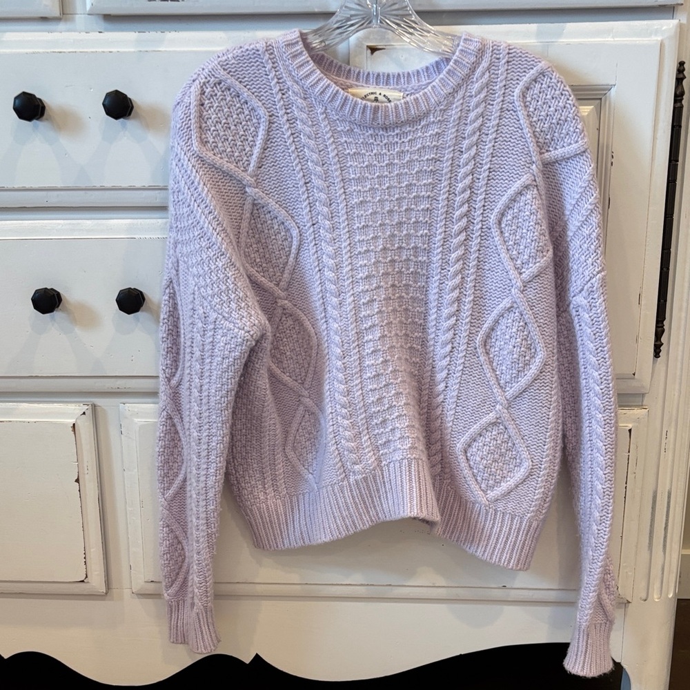 Electric & Rose Lilac Cable Crewneck Sweater